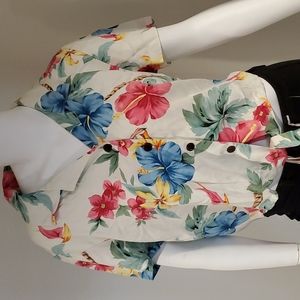 Carribbean Joe Tye Front Hawaiian Shirt Woman's Large